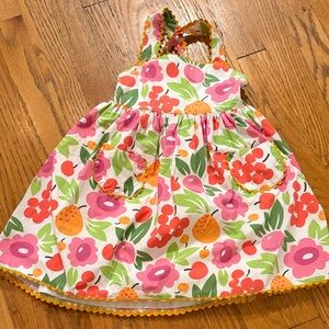 bella bliss Floral Kids Dress - Pink, Orange, Green